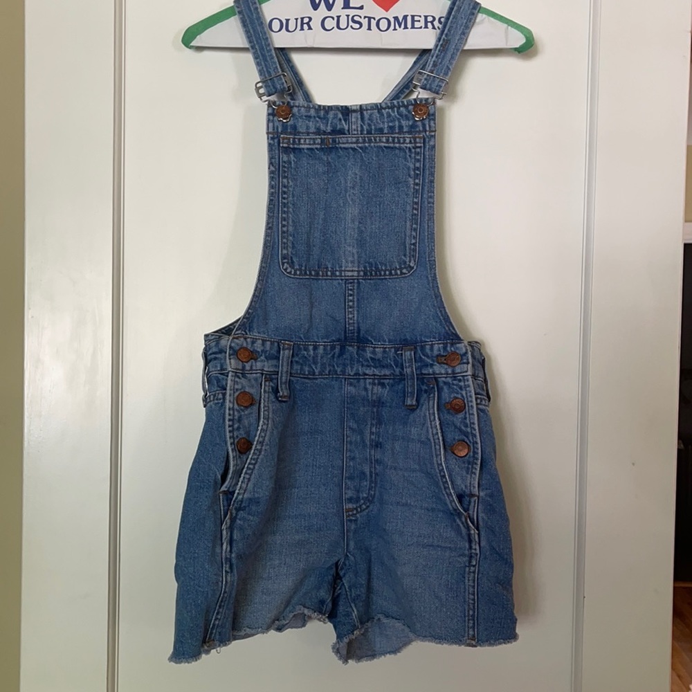 Madewell XXS blue denim short overalls